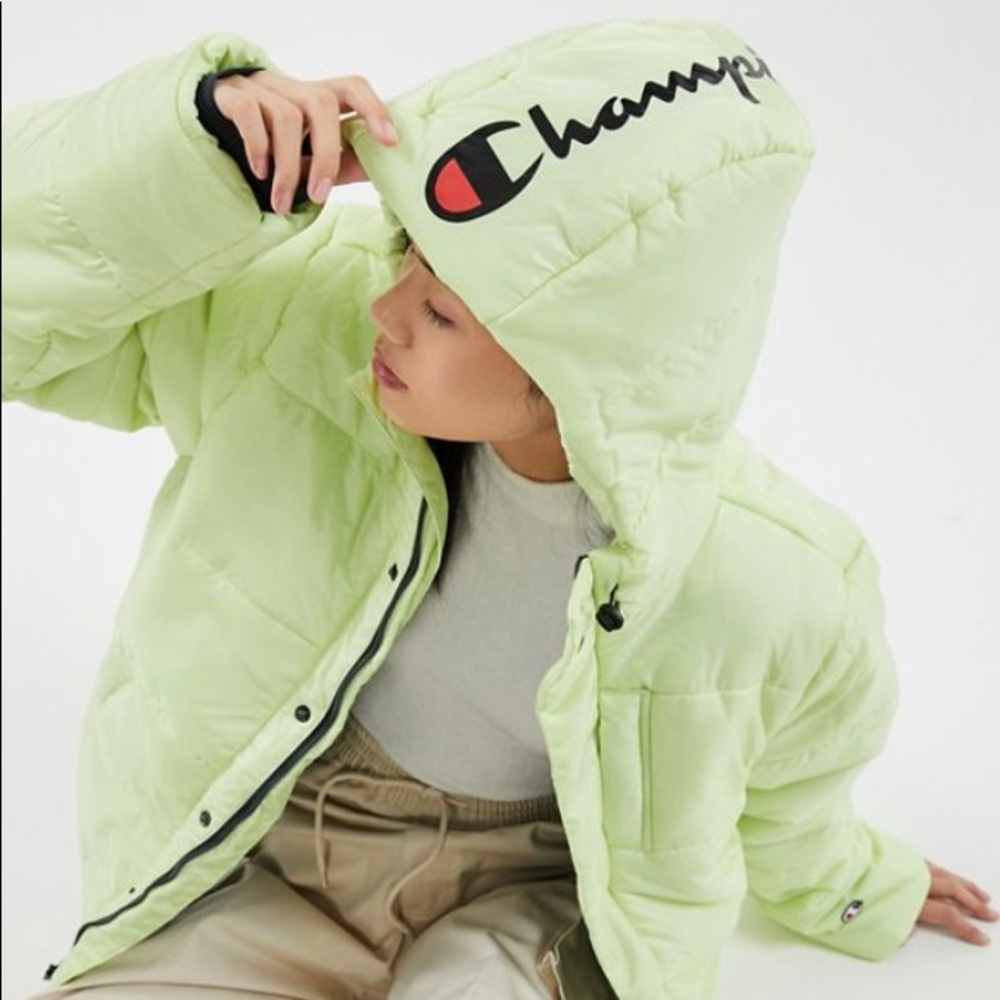 Champion Neon Green Lime Puffer Jacket